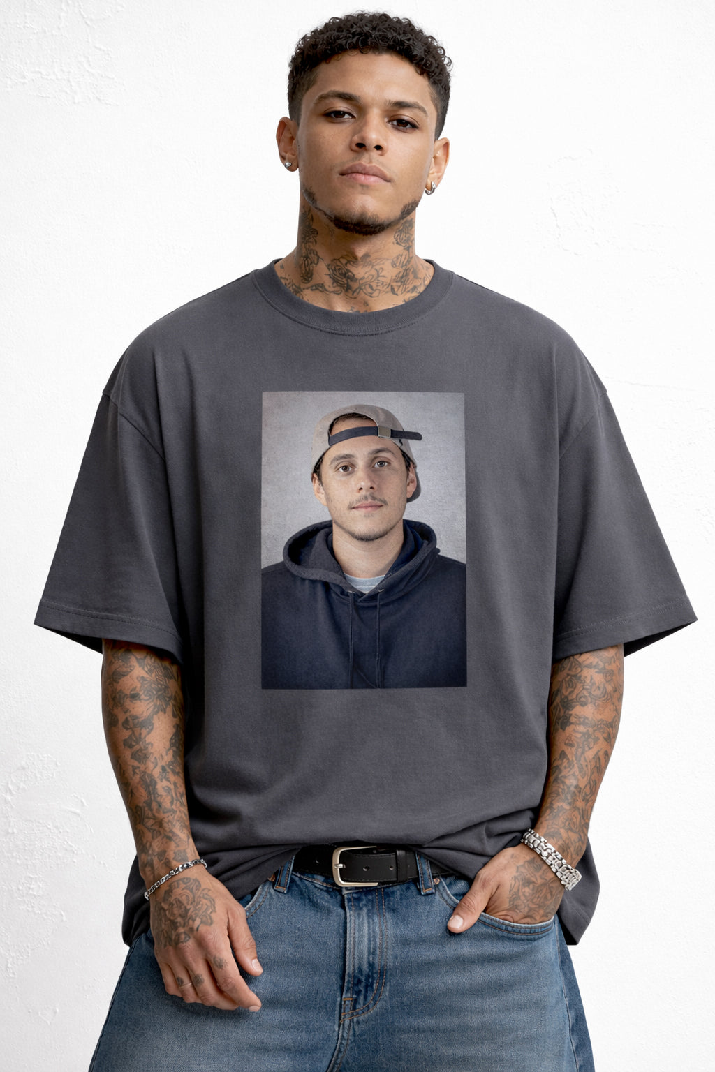 Oversized Faded Canserbero Portrait T-Shirt